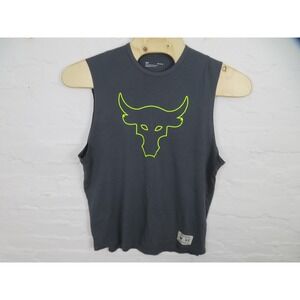 Under Armour Project Rock Tank Top Mens Large Gray Bull Logo Sleeveless Gym